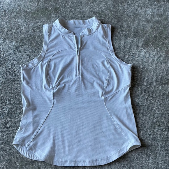 LULULEMON White Front Zip Mock Neck Tennis Tank Top size 8 - Picture 3 of 5